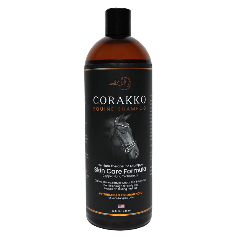 Corakko - Horse Shampoo - Premium Therapeutic Skin Care Formula - Nano-Copper Technology - Leaving Coat Conditioned & Protected against Skin Funk, Itching, Bites, & Preventing Skin Ailments - 32oz - BeesActive Australia