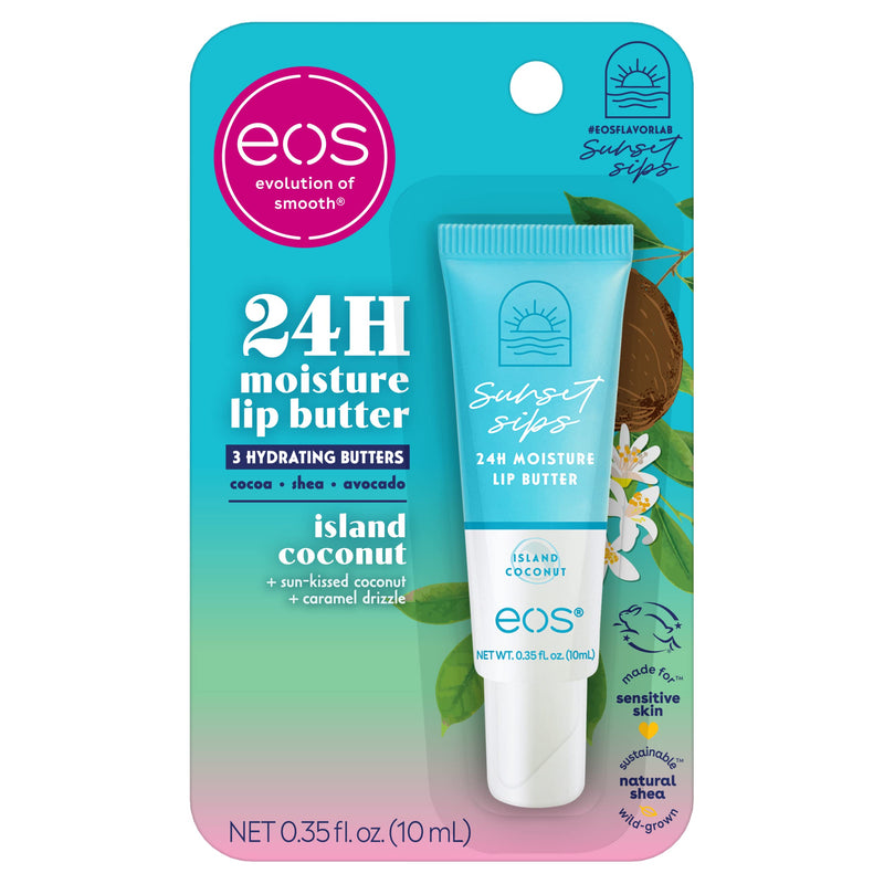 eos Sunset Sips Lip Butter Tube- Island Coconut, 24-Hour Moisture, Overnight Lip Mask, Lip Care Products, 0.35 fl oz - BeesActive Australia