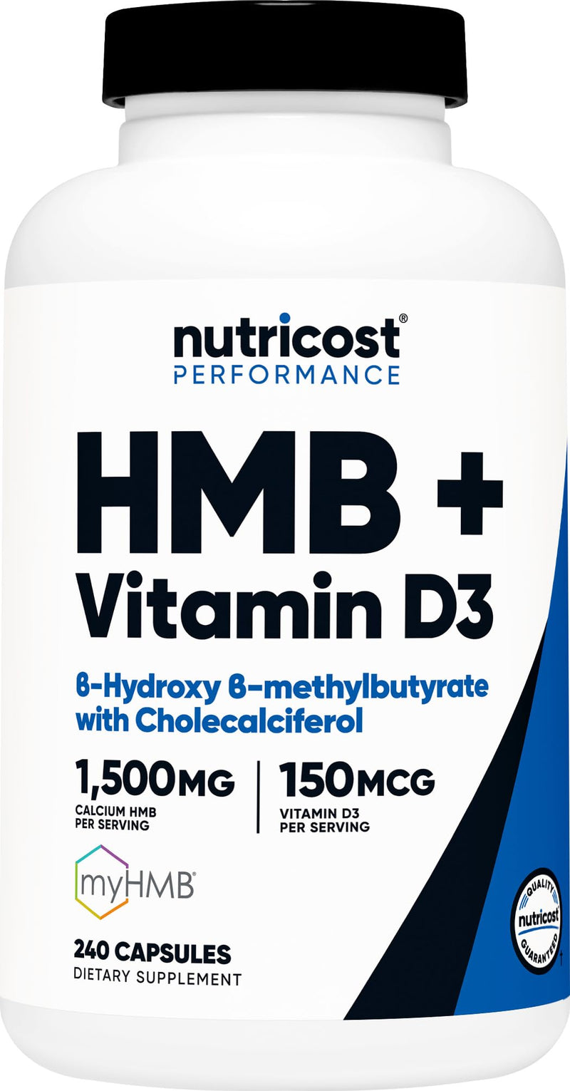 Nutricost HMB (1500mg) and Vitamin D3 (6000 IU) Supplement, 240 Capsules | 80 Servings, Gluten-Free & GMO-Free 240 Count (Pack of 1)