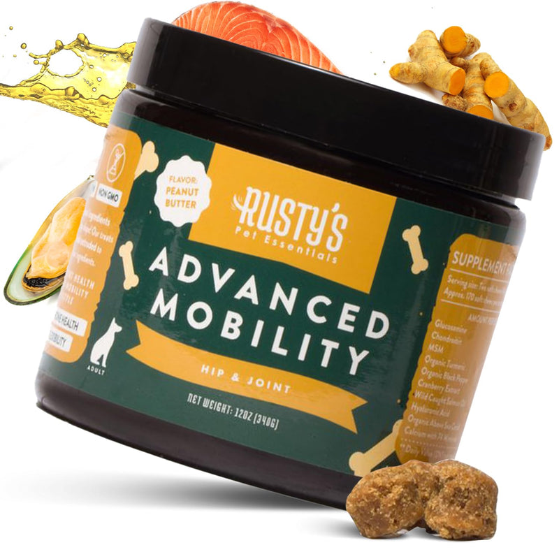 Rusty's Pet Essentials Premium Hip & Joint Dog Supplement (170 Chews) - Advanced Mobility - Formulated with Chondroitin - Calcium - Glucosamine - Turmeric & MSM for Joint Health - Made in The USA - PawsPlanet Australia
