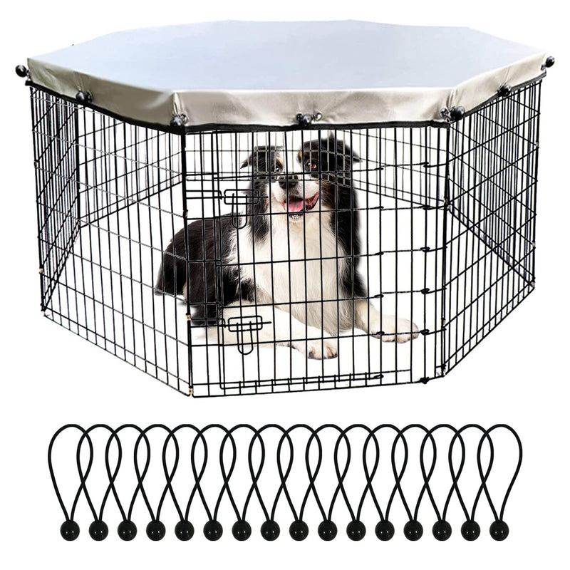 PINVNBY Dog Playpen Cover, Dog Pen Cover for Waterproof and Sunproof, Universal Dog Pen Top Cover for Indoor and Outdoor Use, pet Pen Cover Fits 24" Wide 8 Panels Dog Playpen (Not Include Dog Pen) 24 inches - BeesActive Australia