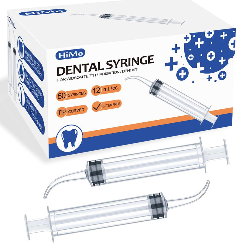 Wisdom Teeth Syringe, 50 Pack Dental Irrigation Curved Syringes for Dental Care Liquid Oral Tonsil Stone TMJ Chin Pain Relief Recovery Dentist Implant Clean Feeding Water - BeesActive Australia