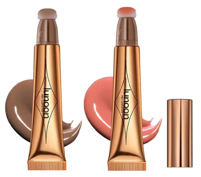 2 Colors Liquid Contour Beauty Wand, Highlighter and Bronzer Stick,Long Lasting & Smooth Natural Matte Finish,with Cushion Applicator Attached Easy to Blend. (1# / 2#) 2 Colors- 1# / 2# - BeesActive Australia