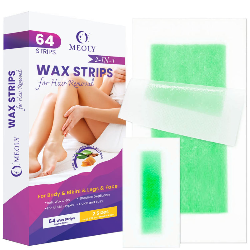 Body Wax Strips 64 Counts, Waxing Strips, Wax Strips for Hair Removal for Women and Men, Wax Strips for Legs, Bikini Area, Armpit, Body and Face, Bikini Wax Strips, Waxing Strips for Brazilian Wax with 40 Body Strips and 24 Facial Strips plus 4 Calming... - BeesActive Australia