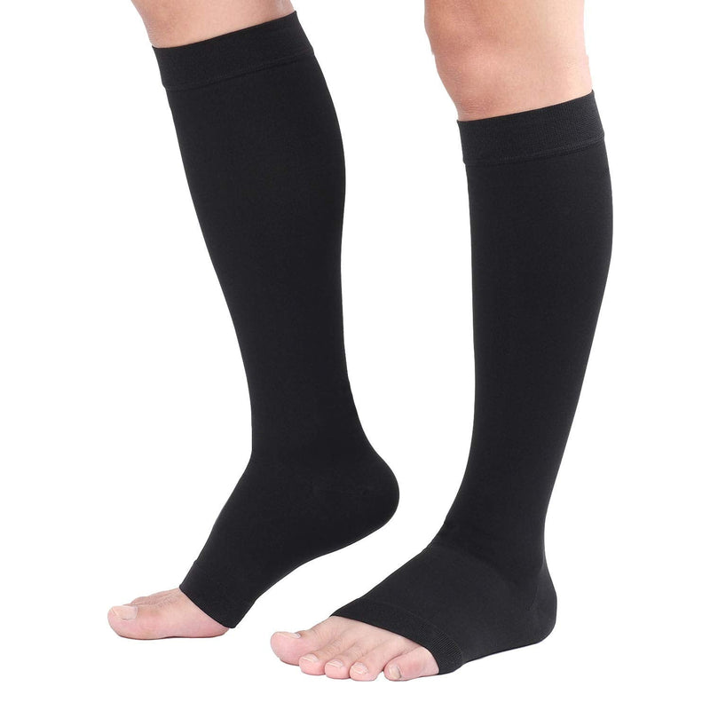 TOFLY® 30-40mmHg Medical Graduated Compression Socks for Men & Women, Open Toe Knee High Compression Socks,Firm Support for Circulation Recovery,Shin Splints,Varicose Veins,Edema,Nursing 3X-Large 30-40mmhg Open-toe Black - BeesActive Australia
