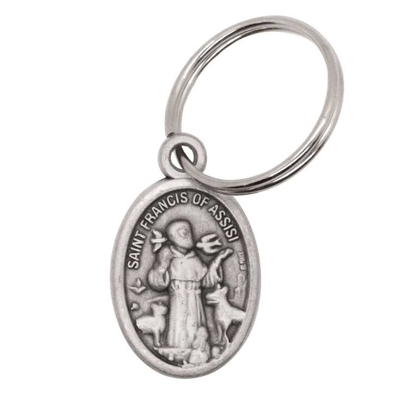 VILLAGE GIFT IMPORTERS Saint Francis Pet Medal Round or Oval Design | Attach to Dog or Cat Collar, Leash, or Crate | Includes Jump Ring | Catholic Patron Saint of Animals | Made in Italy (Oval) - BeesActive Australia