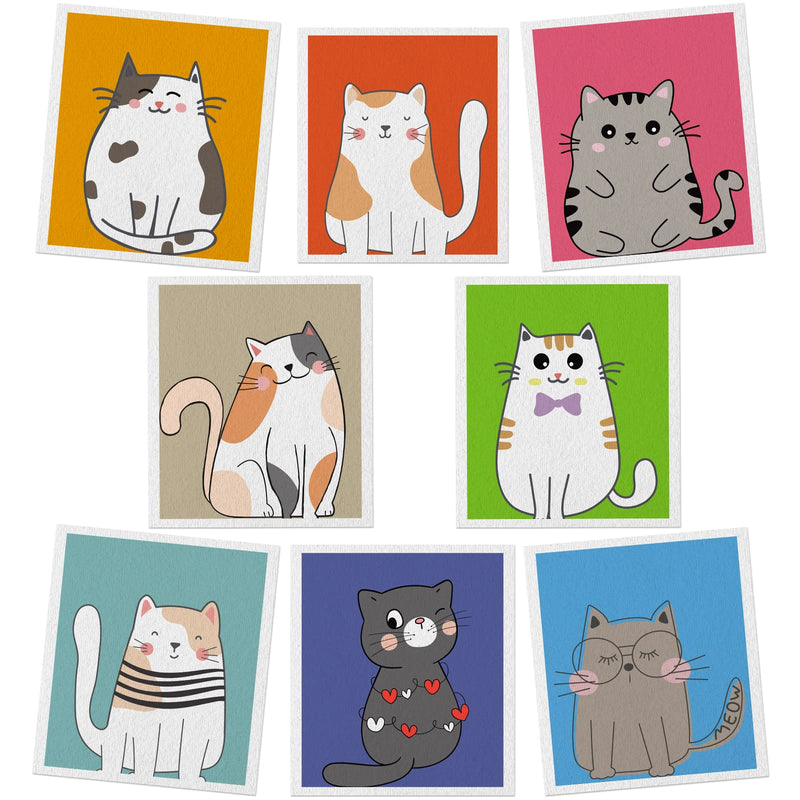 Lucomb Swedish Dish Cloths for Kitchen, 8 Pack Reusable Kitchen Cleaning Cloth Absorbent Kitchen Towels No Odor Fast Drying for Home Wipes Dish Washing (Cute Cat) Cute Cat - BeesActive Australia