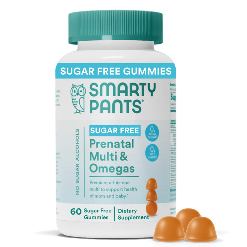 SmartyPants Prenatal Vitamins for Women, Sugar Free Multivitamin Gummies: Methylfolate, Omega 3 (ALA) Vitamin D3, C, Vitamin B12, B6, A, K & Zinc, Inositol, Erythritol Free, 60 Count (20 Day Supply) Old Formula