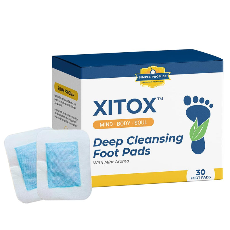 Simple Promise Xitox Foot Pads, Herbal Foot Patches for Nighttime Routine, Rejuvenates Your Body for Restful Sleep, Contains Bamboo Vinegar & Tourmaline, Easy Adhesive Application, 30 Count