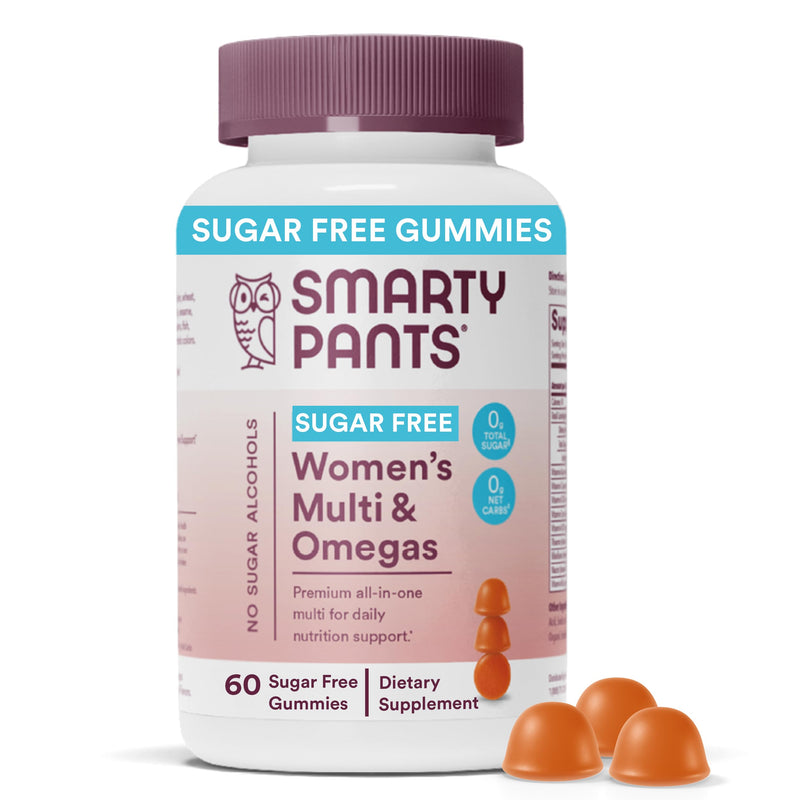 SmartyPants Women's Multivitamin Gummies, Sugar Free: Biotin, Methylfolate, Omega 3 (ALA), Vitamin D3, C, Vitamin B12, B6, A, K & Zinc, Inositol, Gluten Free, 60 Count (20 Day Supply) Old Formula