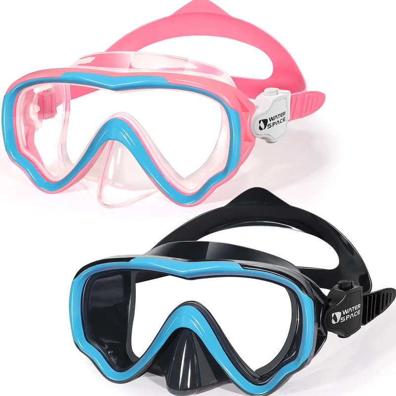 Water Space Kids Swimming Goggles Swim Mask with Nose Cover for Kids Youth 4-15, Anti-Shattered Lens UV Protection No-leak Pink & Blue - BeesActive Australia