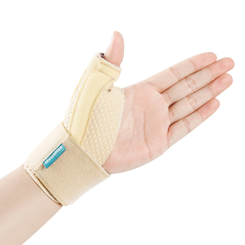 THX4COPPER Thumb & Wrist Stabilizer Splint for Blackberry Thumb,Thumb Pain Relief for Arthritis,Sprained,Tendonitis,Carpal Tunnel,Breathable&Stable,L-XL(Beige) Large/X-Large Beige