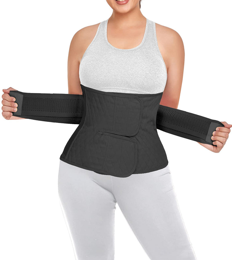 QEESMEI Postpartum Belly Band Abdominal Binder Post Surgery C-section Belly Binder Wrap Girdle Recovery Belt Back Support (Large, Black) Large - BeesActive Australia