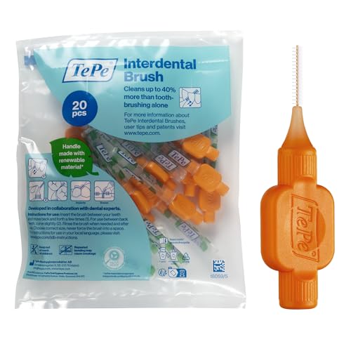 TePe Original Interdental Brush, 0.45 mm, for Cleaning Teeth Gaps, 20pcs Orange