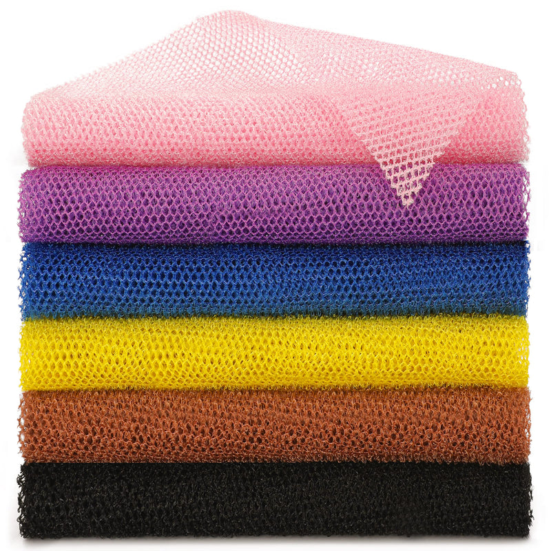 6 Pieces African Net Sponge African Exfoliating Net Long African Bath Sponge Washcloth Shower Net African Body Scrubber Net for Skin Smoother Daily Use(Pink,Yellow,Purple,Black,Blue,Brown) 1 Count (Pack of 6) 6.0 - BeesActive Australia