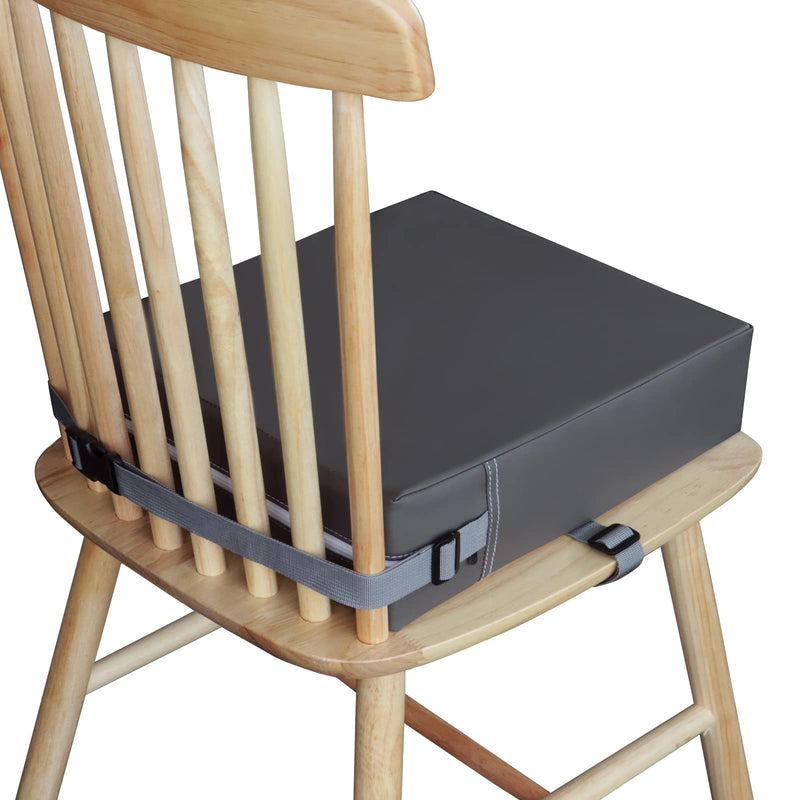 Toddler Booster Seat for Dining Table, VUEJIC Kids Waterproof Booster Seat, Double Safer Adjustable Straps&Non-Slip Bottom, Portable Travel Chair Cushion (Dark Grey) Elephant Grey - BeesActive Australia