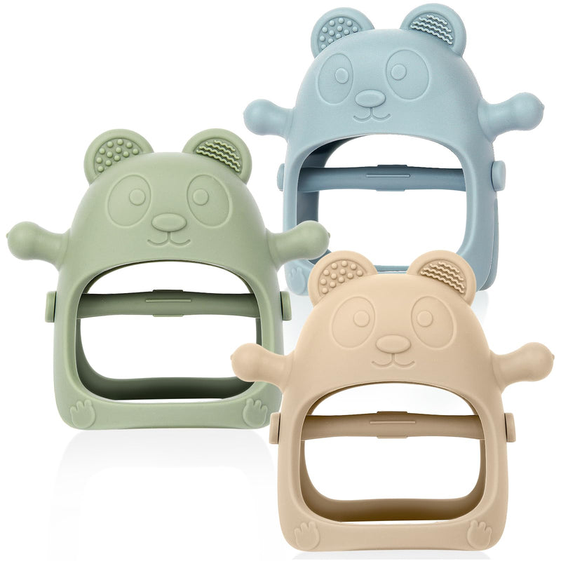 Baby Teething Toys for Infants 3+ Months Set of 3, Easy to Hold Silicone Teething Mitten with Soft Textures for Sensory Exploration and Teething Pain Relief, Baby Chew Toys for Sucking Needs Blue - BeesActive Australia