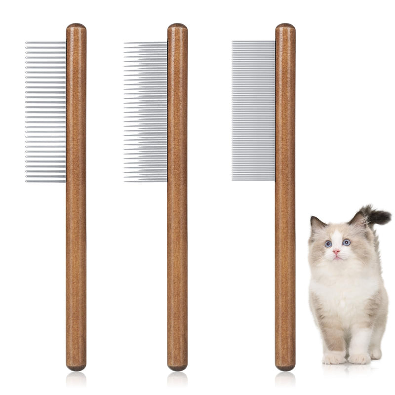 MAEXUS Cat Comb, Solid Wood Pet Comb for Cats, Flea Comb Rabbit Hair Comb, Remove Jumping Comb 3pcs - BeesActive Australia