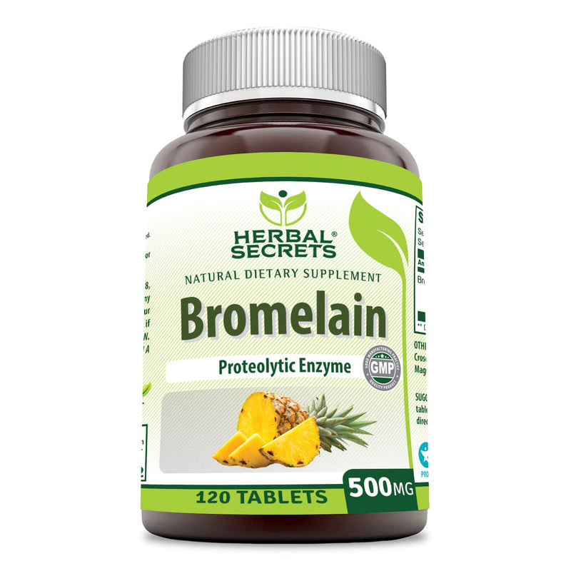 Herbal Secrets Bromelain Supplement 500 Mg Tablets Supplement | Non-GMO | Gluten Free | Made in USA (120 Count) 120 count - BeesActive Australia