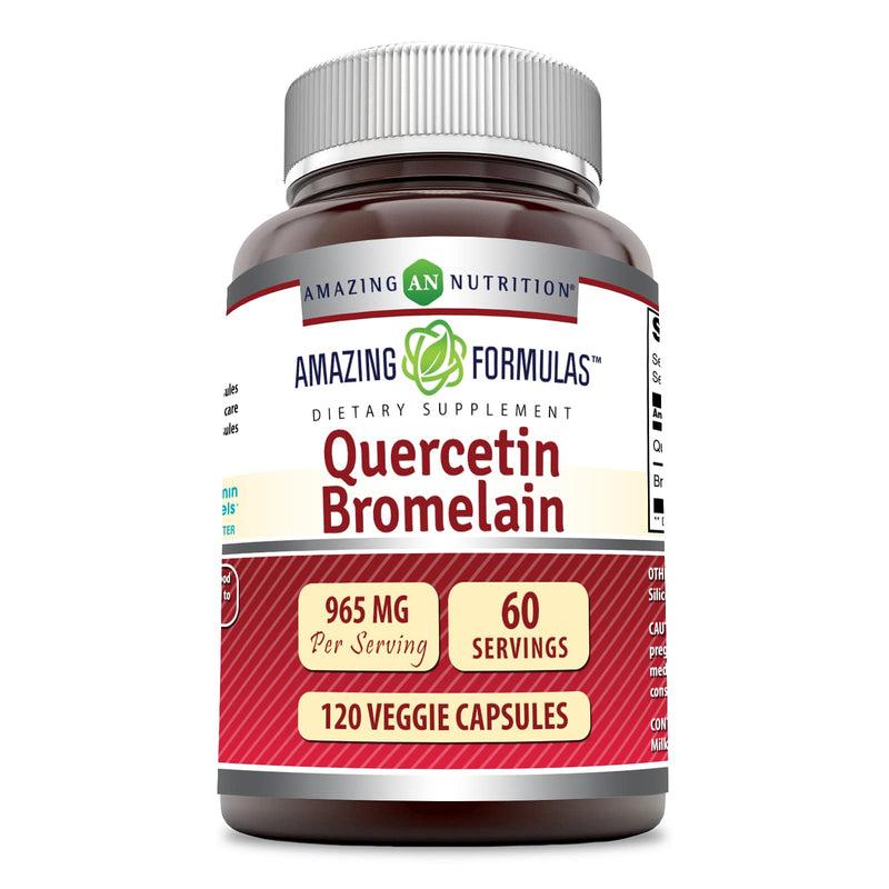 Amazing Formulas Quercetin 800mg with Bromelain 165mg, 120 Veggie Capsules Supplement | Non-GMO | Gluten Free | Made in USA 120 Count - BeesActive Australia