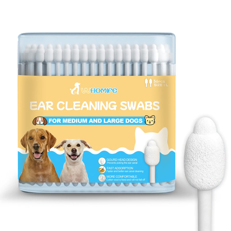 Dog Ear Cleaner dog ear infection treatment Gourd-shaped swabs prevent accidental injury to the ear canal for safer cleaning of your pet's ears. Specifically designed for dogs and cats, L 56 Pcs 56Pcs (1 pack) - BeesActive Australia
