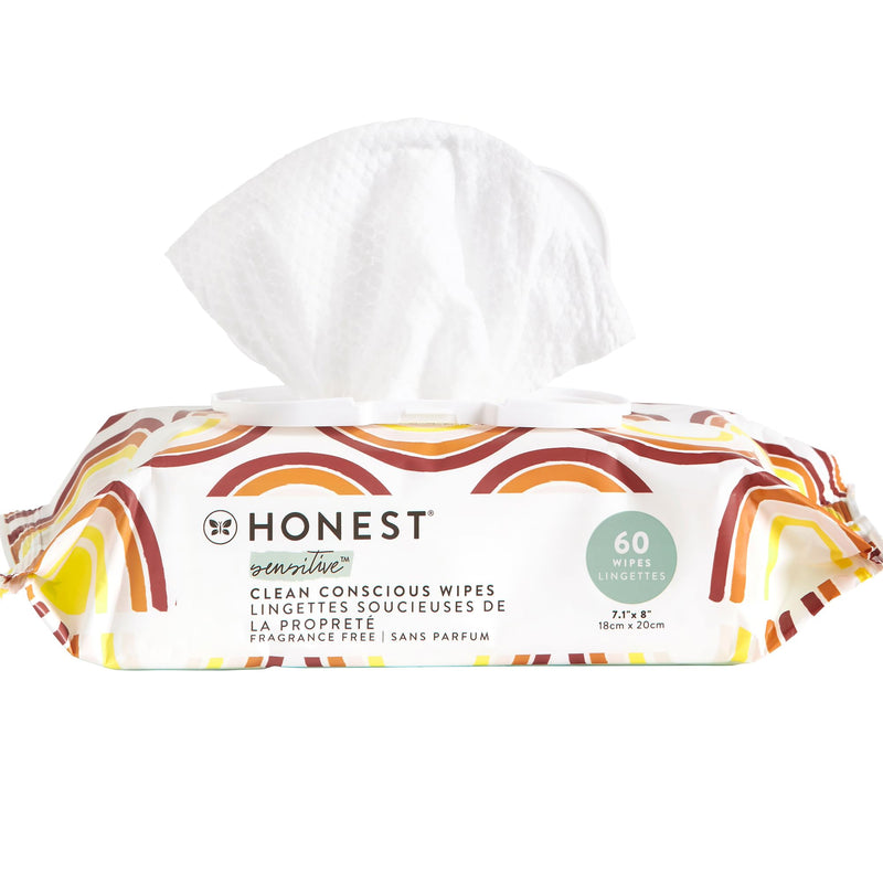 The Honest Company Clean Conscious Unscented Wipes , Over 99% Water, Compostable, Plant-Based, Baby Wipes , Hypoallergenic for Sensitive Skin, EWG Verified , Rainbow, 60 Count - BeesActive Australia
