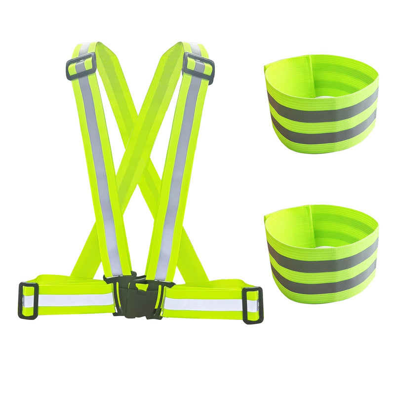 SCGFPOE Reflective Running Gear,High Visible Reflective Vest Adjustbale with Two Armbands, Ultralight & Suitable for Hiking, Night Running, Working, Walking Dogs,Jogging,Cycling - BeesActive Australia