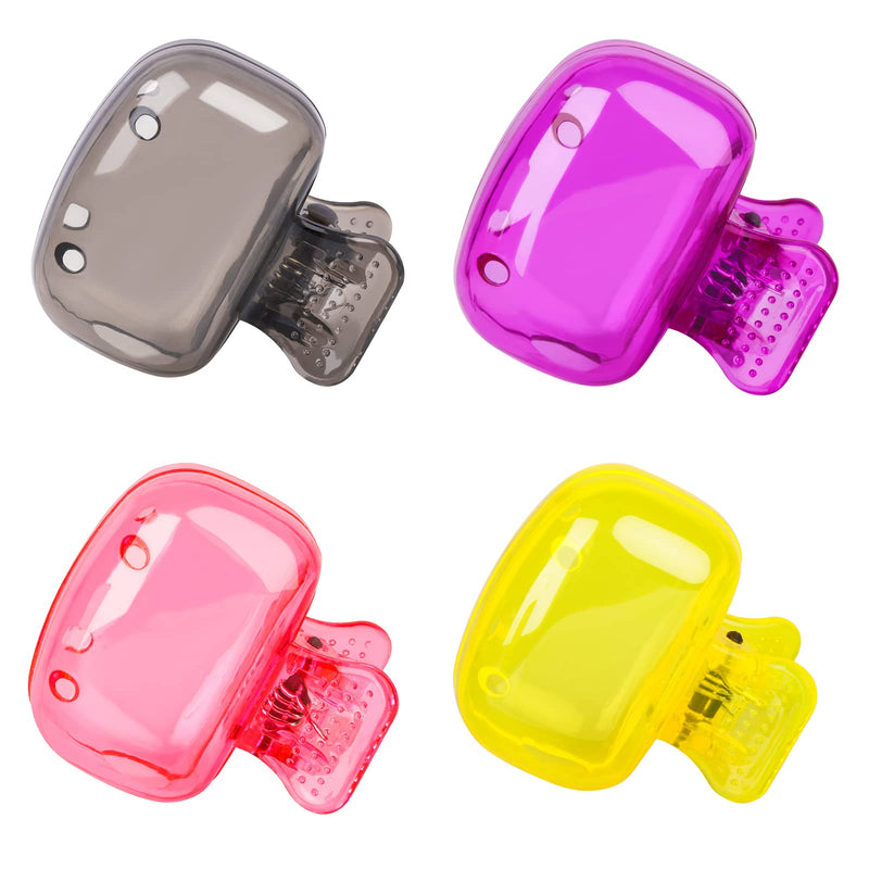 4 Pack Toothbrush Covers Caps, Toothbrush Protector Toothbrush Coverings Clips Portable Plastic Toothbrush Head Case for Travel, Business, Camping, School, Home Yellow+Purple+Pink+Grey - BeesActive Australia