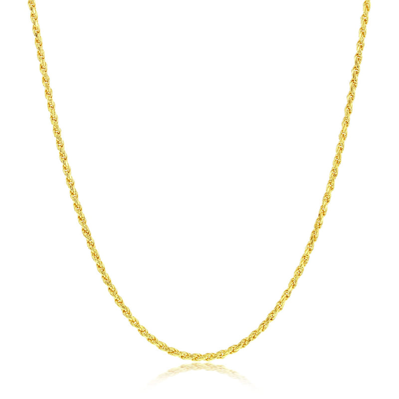 MAZZERI Solid Gold Plated Sterling Silver Italian 1.3mm & 1.6mm Diamond-Cut Braided Rope Chain Necklace for Men Women, 925 Sterling Silver Made in Italy 18.0 Inches - BeesActive Australia