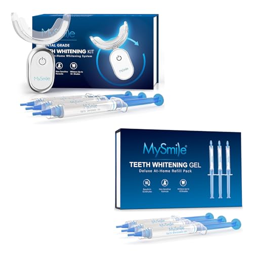 MySmile Teeth Whitening Kit for Sensitive Teeth with LED Light, 10 Min Non-Sensitive Fast Teeth Whitener, 6 Carbamide Peroxide Teeth Whitening Gel, Enamel Safe