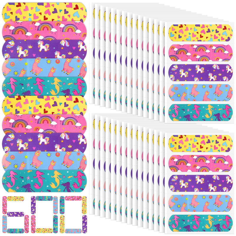 Tondiamo 600 Pieces 5 Styles Cartoon Bandages for Kids Flexible Adhesive Colorful Strips Waterproof Cute Bandages for Girls Repair Tape Knuckle Stickers Protection Care for Cuts Scrapes Burns - BeesActive Australia