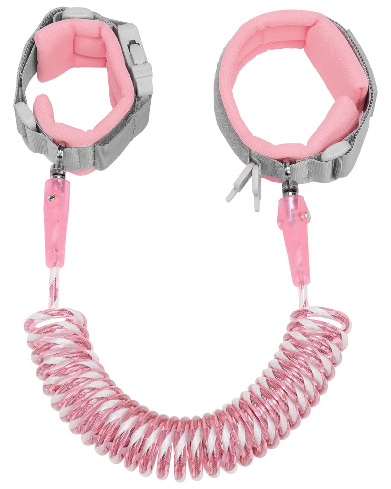 Dr.meter Kids Leash for Toddler, Reflective Anti Lost Wrist Link with Key & Lock, 8.2ft Safety Wristband Child Walking Harness for Supermarket Mall Airport Amusement Park Zoo Outdoor Pink - BeesActive Australia