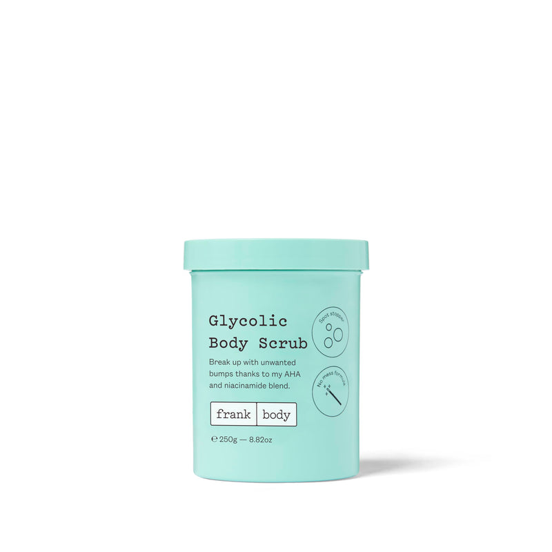 Frank Body Glycolic Body Scrub | Vegan, Cruelty Free, Exfoliating Body Scrub | Helps to Fight Breakouts and Soothes Skin & Marks with AHA, Pumice, Witch Hazel, and Niacinamide | 8.82 oz / 250 g - BeesActive Australia