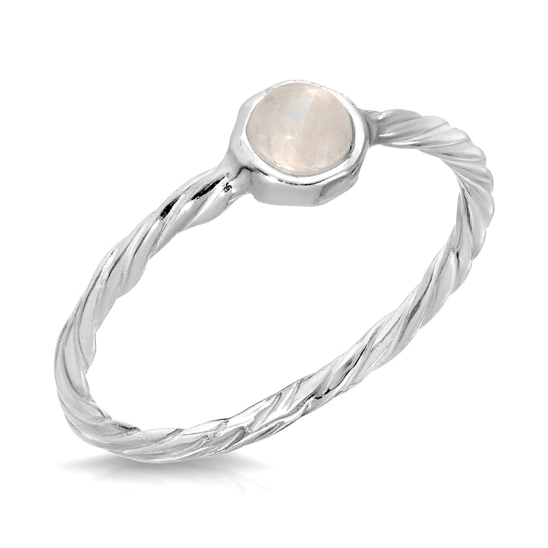 MINDDHA 925 Sterling Silver Rings with Moonstone- Twisted Eternity Band Hammered Ring - Made in Israel, Band 1.5mm Size 6-10 9 - BeesActive Australia