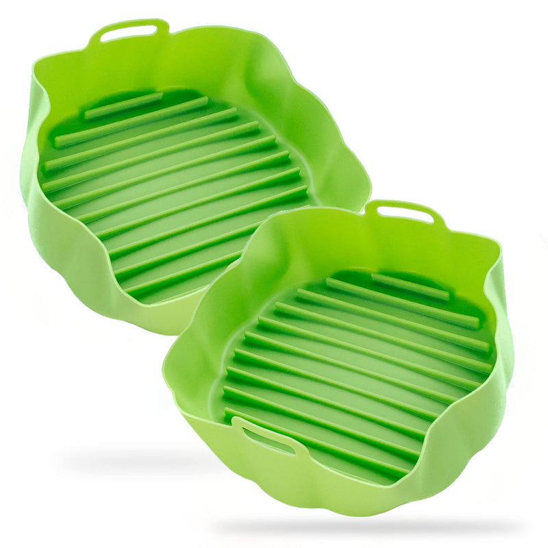 Be First Reusable Silicone Air Fryer Liners - 2 Pack - Non-Stick Airfryer Liners Silicone with Heat Grooves for Even Cooking - BPA-Free and Dishwasher-Safe Air Fryer Silicone Basket (6.3 Inch) 6.3 Inch - BeesActive Australia