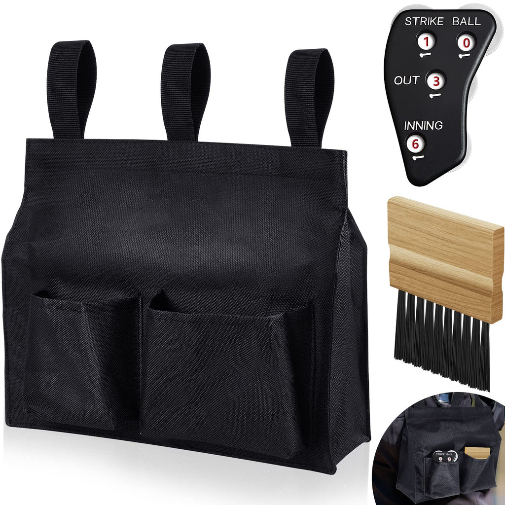 Dunzy 3 Pcs Umpire Gear Set Includes Baseball Umpire Brush, Black Umpire Ball Bag and Umpire Indicator for Men Youth Referee Equipment Accessories Kit - BeesActive Australia