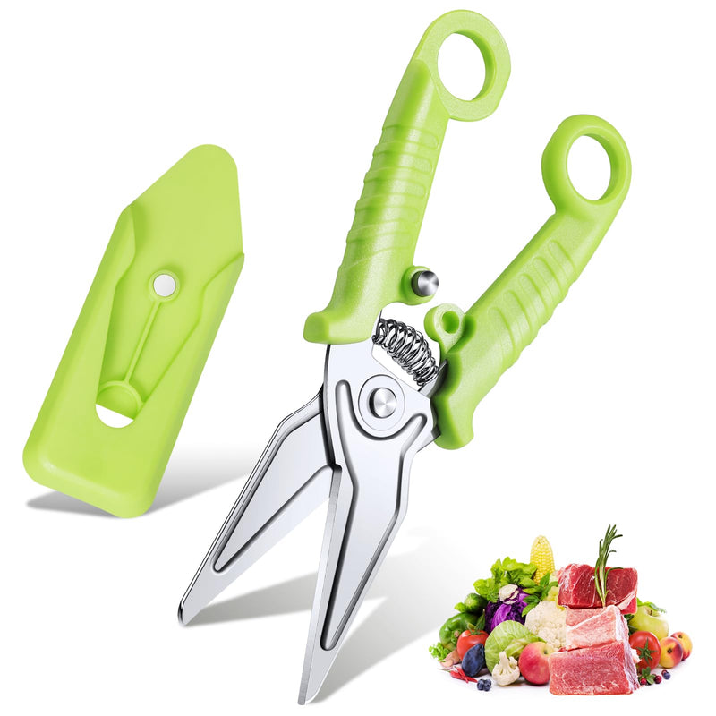 JASON Green Kitchen Scissors for Heavy Duty Work Spring Loaded Poultry Shears Dishwasher Safe Meat Shears Stainless Steel Cooking Scissors for Chicken Thanksgiving Christmas Day - BeesActive Australia