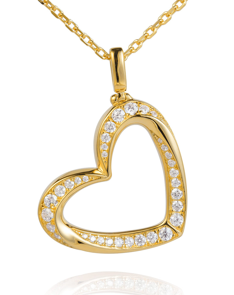 ILLUMIN Tender Tilted Heart Pendant Necklace for Women 16-18 inch Adjustable Cable Chain Yellow Gold gold vermeil - BeesActive Australia
