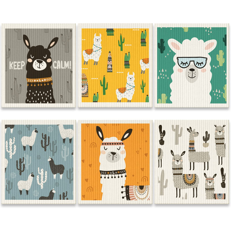 Patelai 6 Pieces Swedish Kitchen Dish Towels Kitchen Cloths Reusable Sponge Cleaning Cloths Absorbent Dish Cloth No Odor Hand Towel Quick Drying Washable Cleaning Wipes (Alpaca Style) Alpaca Style - BeesActive Australia