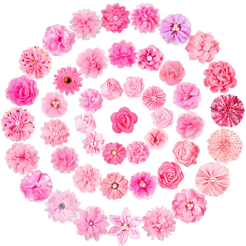 Hoteam 50 Pcs Dog Flower Collar Pink Dog Collar Bows Flower Pet Bow Collar Dog Charms Flower Set for Valentine Party Puppy Dogs Pet Cat Grooming Accessories - BeesActive Australia