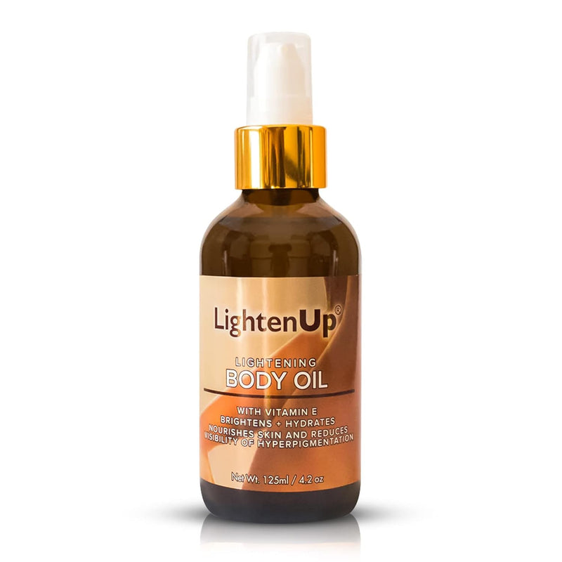 LightenUp, Skin Brightening Body Oil - 4.2 fl oz / 125 ml - Hyperpigmentation Body Seum, Dark Spot Remover, for Men and Women with Vitamin E, Shea Butter, Almond Oil Brightening Oil