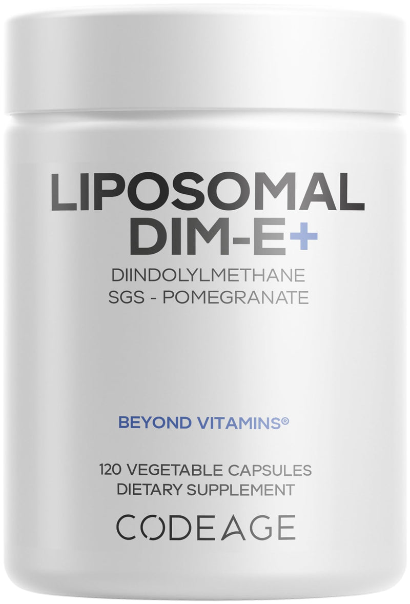Codeage Liposomal DIM Supplement - 4 Months Supply of DIM Vitamins and SGS, Pomegranate, Broccoli, Vitamin E Isomers Tocopherols Alpha Beta Gamma Delta - Liposomal Formula - Gluten-Free - 120 Capsules