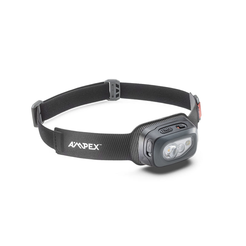 AMPEX Head Lamp - Comfortable, Waterproof Headlamp Rechargeable with Bright LED, 85h Runtime, Red Mode - Outdoor Use, Hiking, Backpacking - 300 Lumens 300L Rechargeable Headlamp
