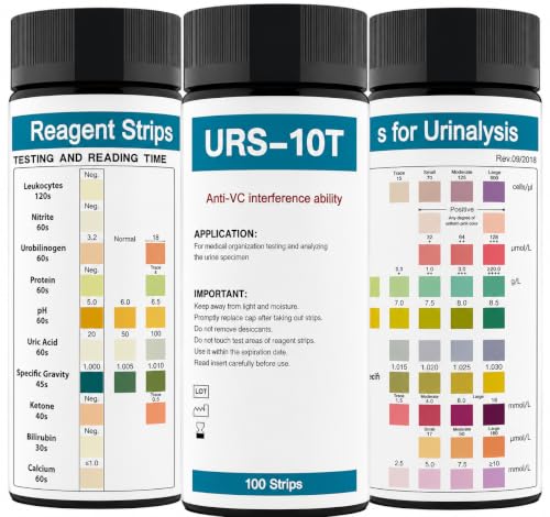 Palinoia 10-Parameter Urine Test Strips for Urinalysis, 100 Count