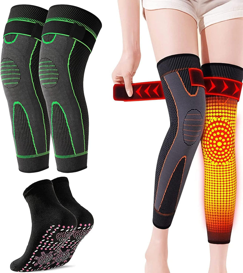 FUZSKWID Tourmaline Herbal Self-heating Socks,Acupressure Self-heating Knee Sleeve,Tourmaline Acupressure Self-heating Shaping Knee Sleeve, Knee Heating Pads,Knee Heating Knee Pads (Black) Black - BeesActive Australia