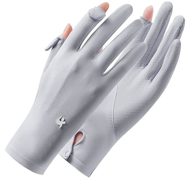 KorhLeoh Women Man Sunscreen Gloves,Full Finger Touchscreen Sunblock Gloves,Unisex Protection Gloves for Golf Riding Driving Hiking Grey Medium - BeesActive Australia