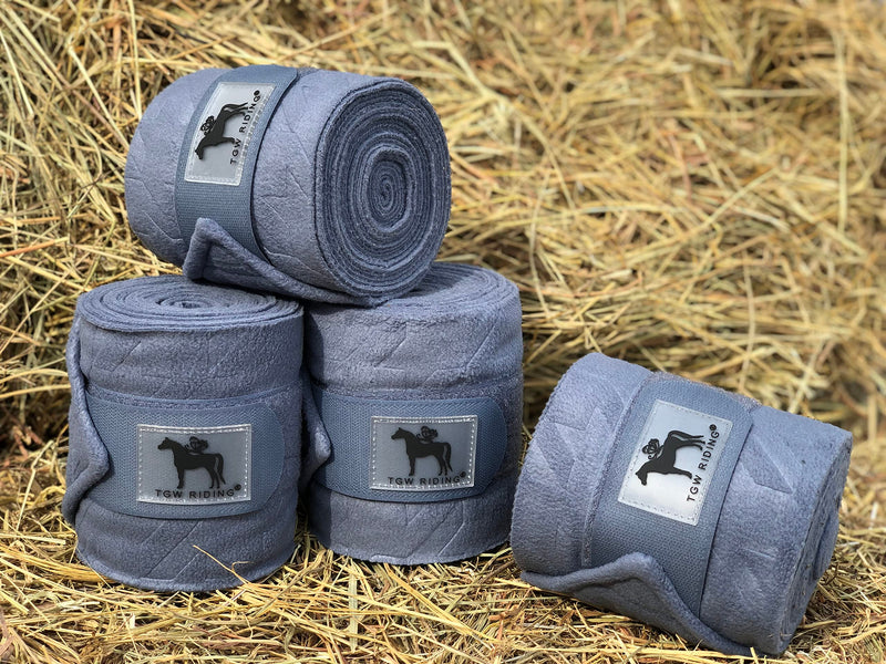 TGW RIDING Polo Leg Wraps, Equine Fleece Polo Wraps (Set of 4) - Horse Leg Bandages (Smoke Blue) Smoke Blue - BeesActive Australia
