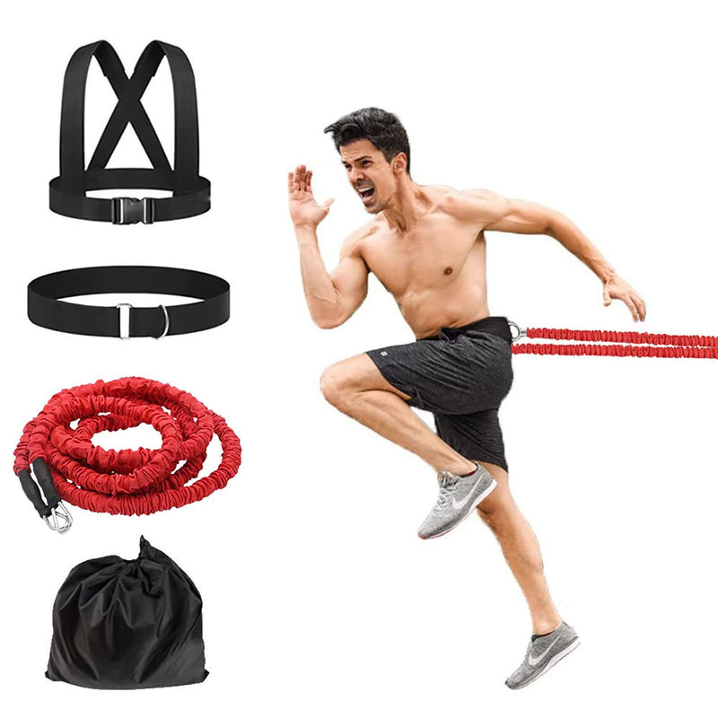 Resistance Explosive Training Rope Force Improve Power, Agility, Strength Track and Field Football Basketball Volleyball Multi-Directional Physical Equipment 9.8FT red rope - BeesActive Australia