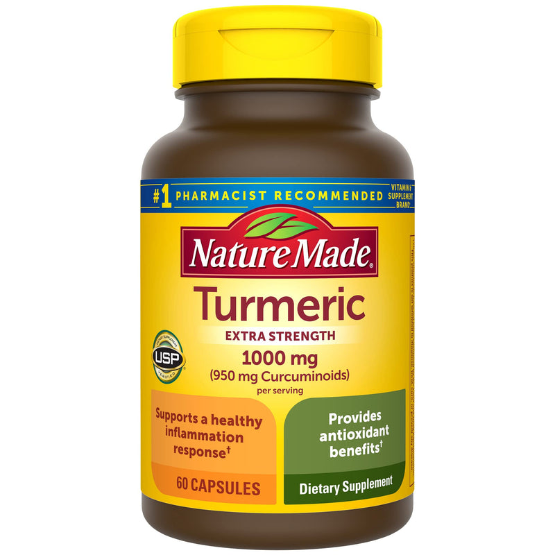 Nature Made Extra Strength Turmeric Curcumin with Black Pepper, 1000mg extract (950mg Curcuminoids) per serving, Supports Healthy Inflammation Response, 60 Vegetarian Capsules, 30 Day Supply - BeesActive Australia