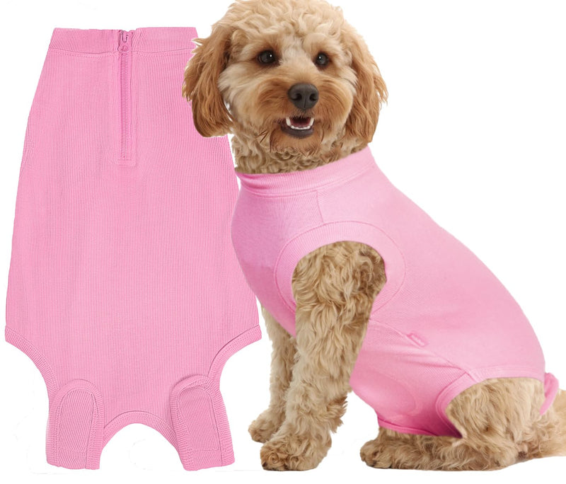 Dog Surgery Recovery Suit for Female Spay,Puppy Surgical Recovery Zip Up Suit,Anti-Licking Bodysuit for Abdominal Wounds,Cone Alternative Recovery Blank Suit for Dogs S Blank Pink - BeesActive Australia
